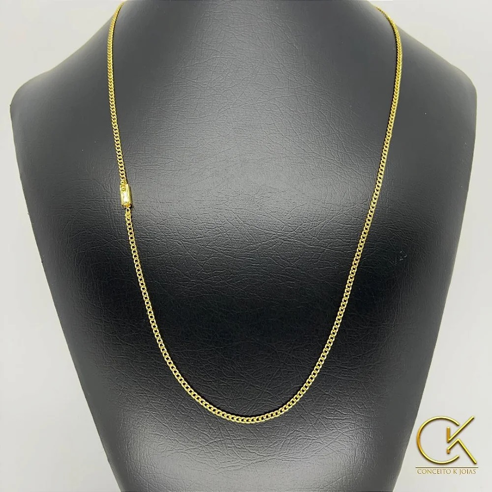Corrente Grumet Banhada a Ouro 18k, 2,5mm Fecho Gaveta, 60 ou 70cm com 1 ano de garantia, a venda na loja virtual conceitokjoias.com.